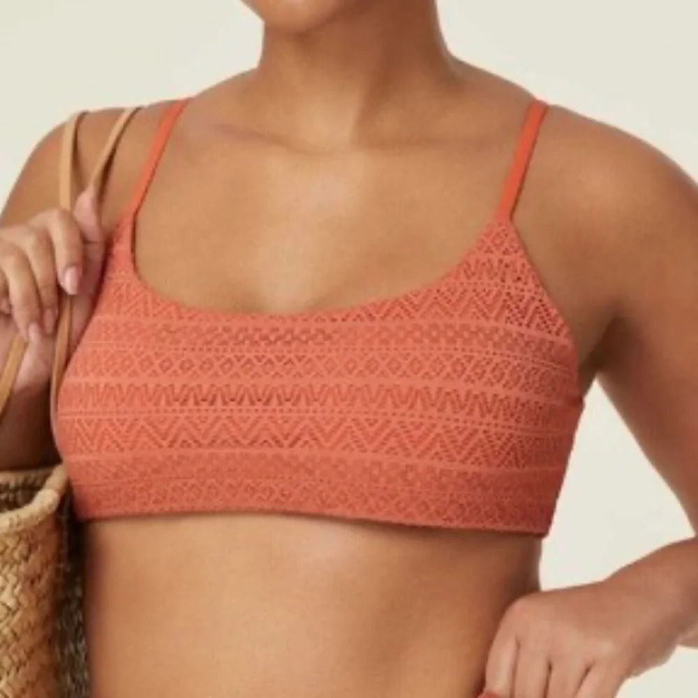 Andie The Maui Bikini Top Crochet Lace‎ Cedar Orange size Small NWT